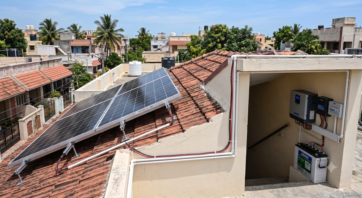 Stage 2 rooftop solar installation with LiFePO4 battery upgrade on a residential home in Chennai