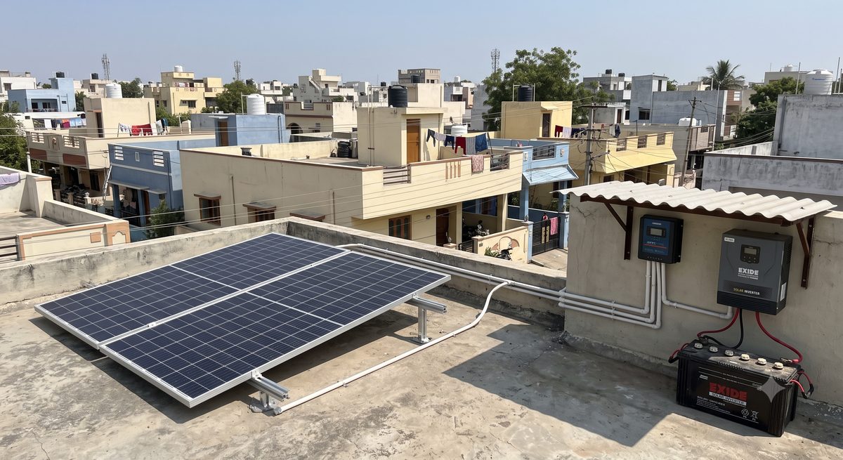 Stage 1 Solar Assist rooftop installation on a residential home in Hyderabad